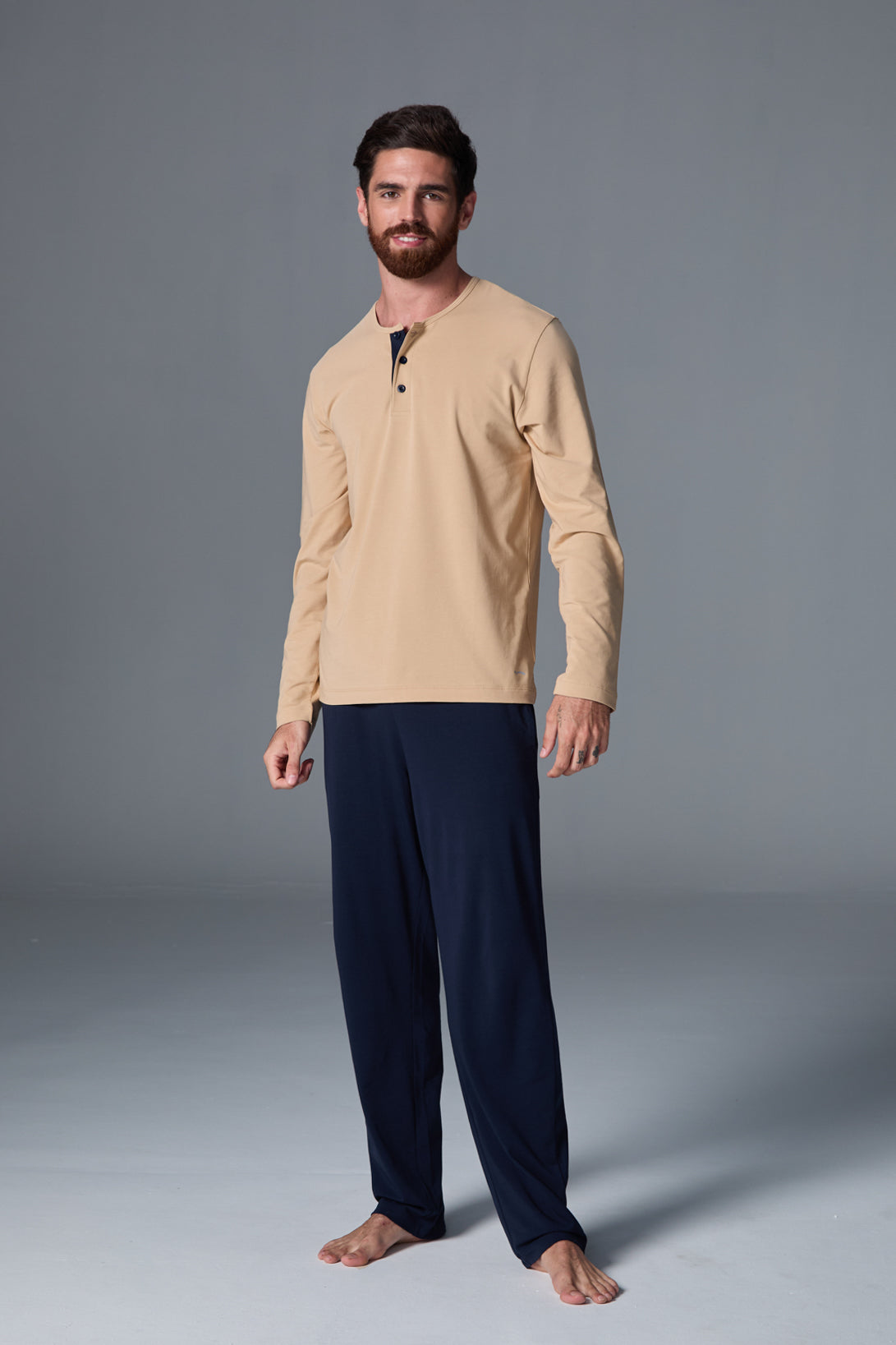 Recovery PJ | AlgaKnit - Sand Cream / Navy