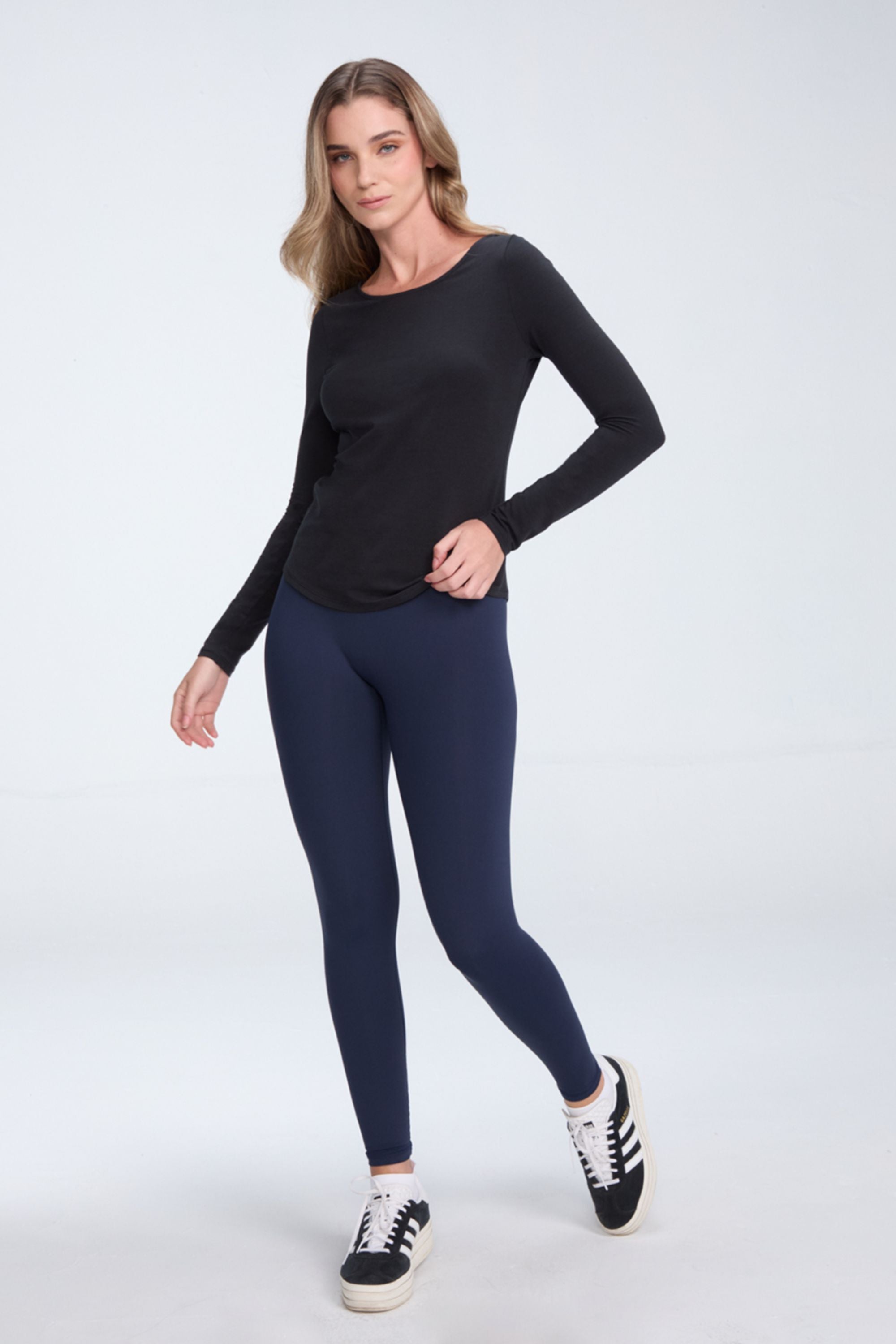 Clea Long Sleeve Tee | AlgaKnit - Black