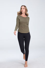Clea Long Sleeve Tee | AlgaKnit - Camo Green