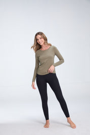 Clea Long Sleeve Tee | AlgaKnit - Camo Green