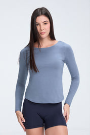Clea Long Sleeve Tee | AlgaKnit - Steel Grey