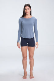 Clea Long Sleeve Tee | AlgaKnit - Steel Grey