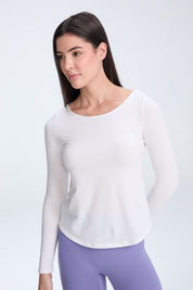 Clea Long Sleeve Tee | AlgaKnit - White