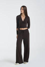 Lazo crop tee | Algaknit - Dark Chocolate