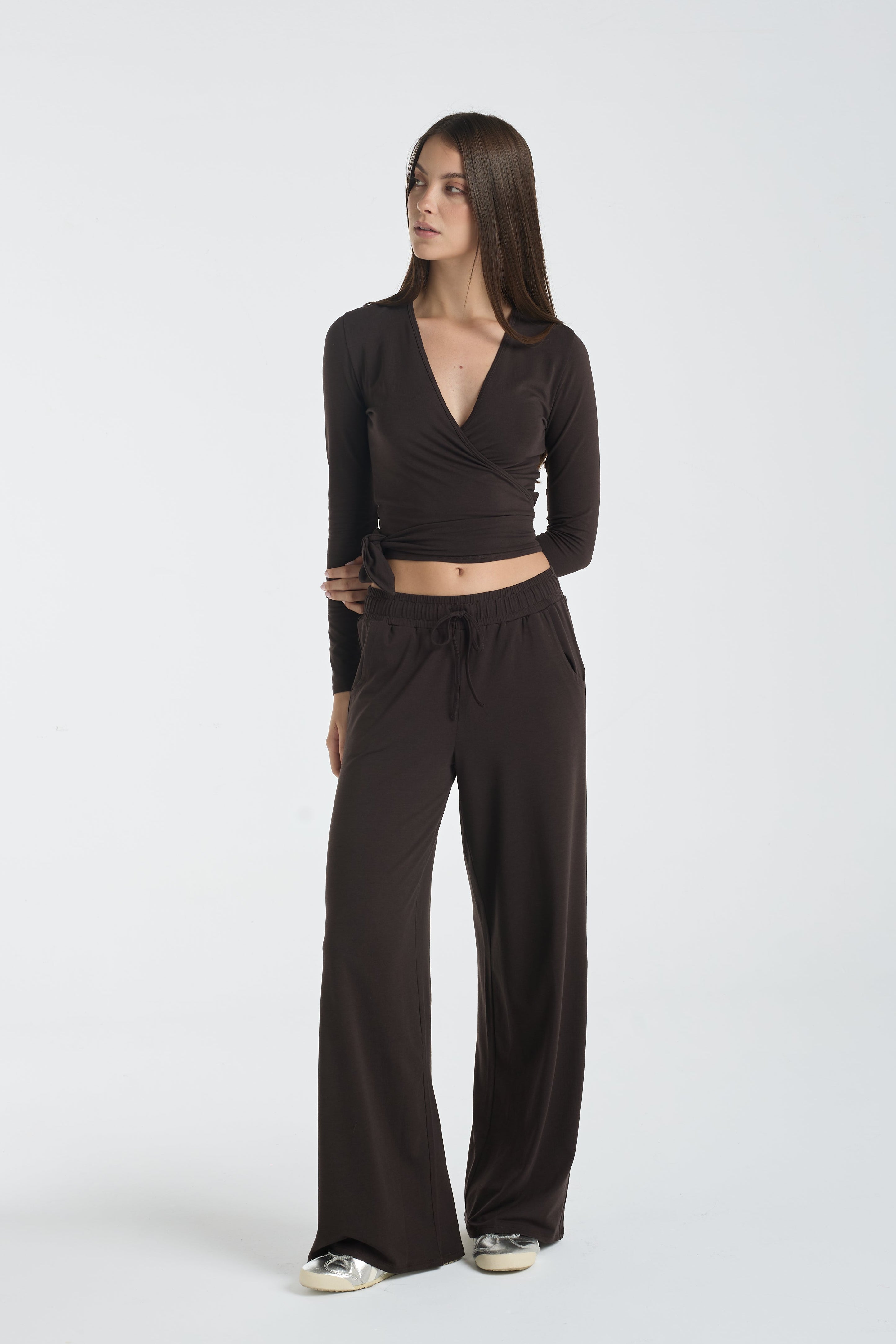 Lazo crop tee | Algaknit - Dark Chocolate