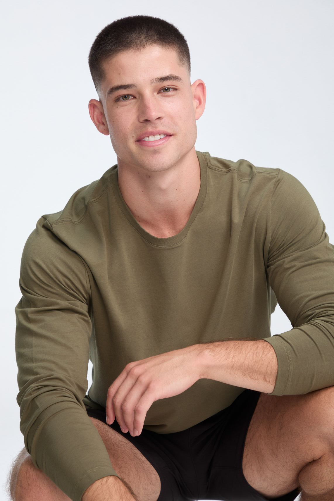 Super Soft Long Sleeve Tee | AlgaKnit - Camo Green
