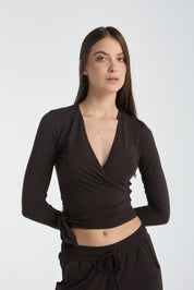 Lazo crop tee | Algaknit - Dark Chocolate