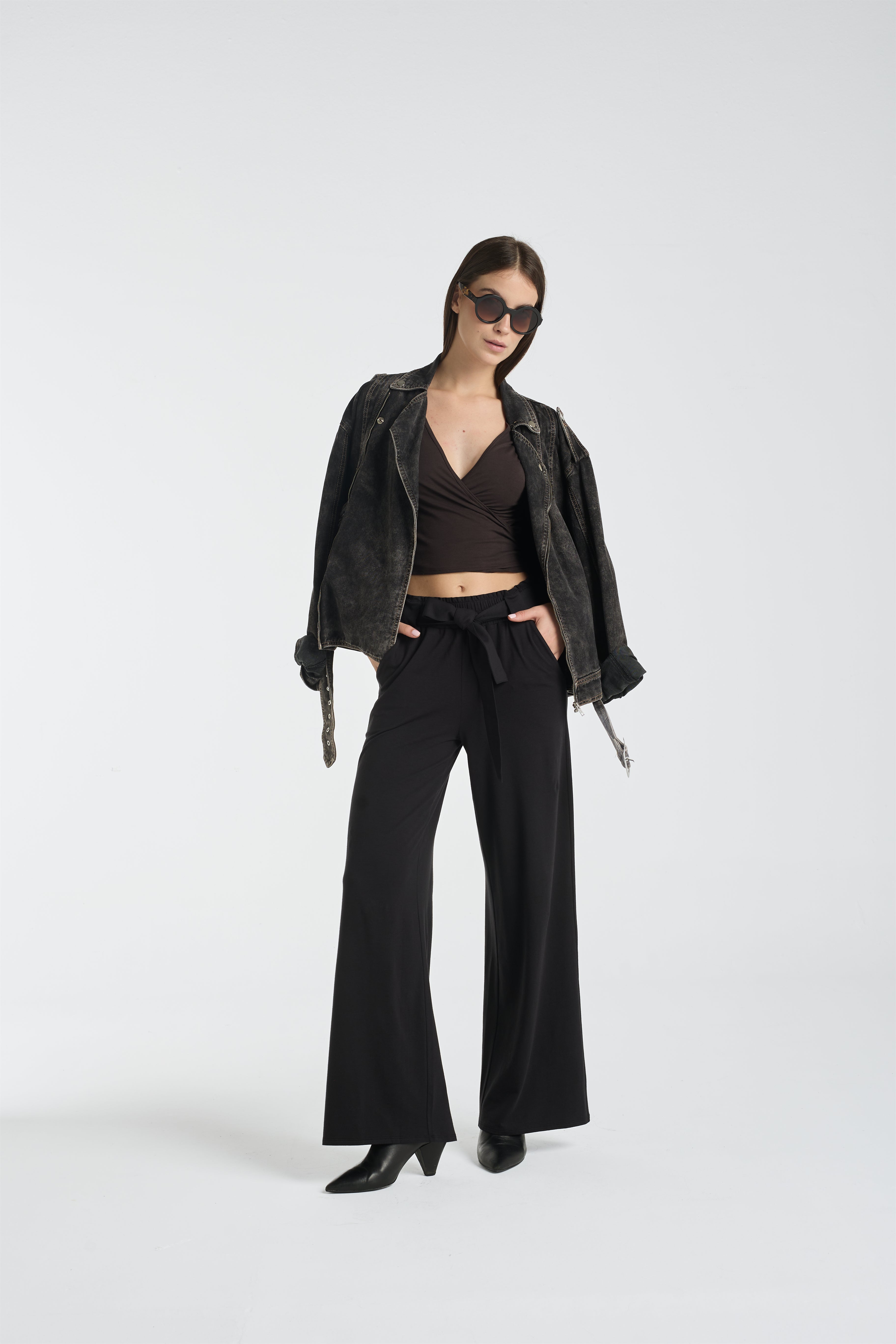 Lazo crop tee | Algaknit - Dark Chocolate